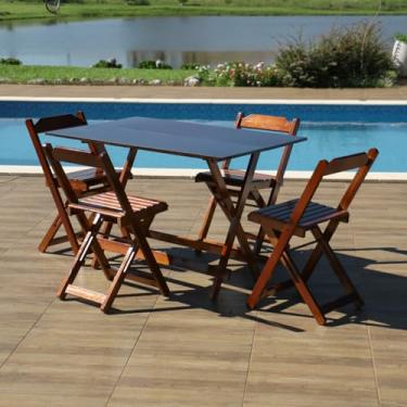 Imagem de Conjunto Dobrável 120x70 com 4 Cadeiras Imbuia - Móveis Britz