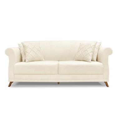 Imagem de Sofá 2 Lugares 1,60m Pés de Madeira em Linho - Amsterdam Lucadi Home, 