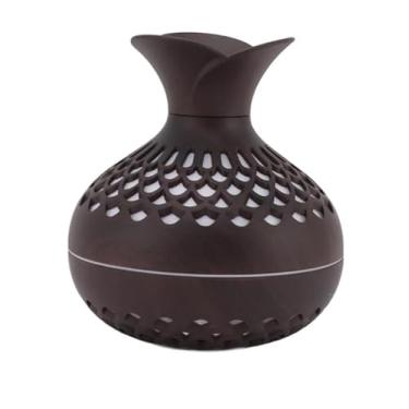 Imagem de Difusor de Aromas Ultrassônico, Design em Madeira, Umidificador Portátil USB, LED, Silencioso 36-45db (Marrom Escuro)
