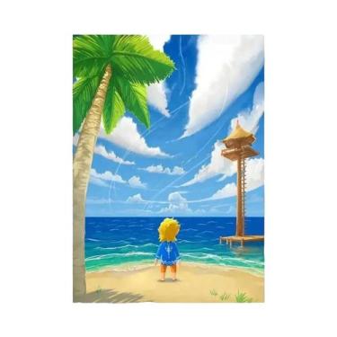 Imagem de Pôster De Lona Do Anime Zelda Breath of the Wild Com Paisagem Da Vila 