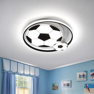 Imagem de YCMGEAD Luminária De Teto Led De Futebol De 19,68 Pol. Com Desenho Animado Para Crianças, Luz Noturna De 65 W, Luminárias Para Quarto De Meninos, Montagem No Teto, Lâmpadas De Teto De 3000-6000 K P