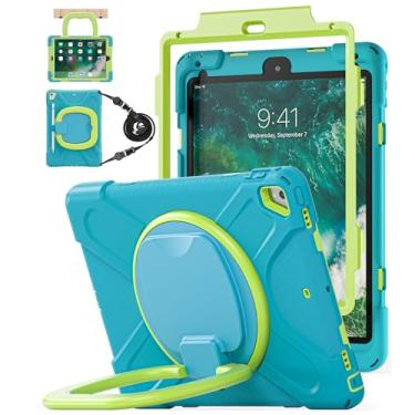 Imagem de BATYUE Capa para iPad 6ª geração de 9,7 polegadas 2018, iPad 5ª geração 2017, iPad Air 2/iPad Pro de 9,7 polegadas, capa protetora à prova de choque com suporte para lápis, suporte giratório e alça de