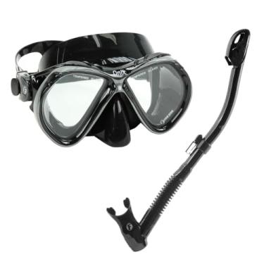 Imagem de Fun Dive Máscara Onix com Snorkel SK-Dry, Silicone Premium, Vidro Temperado, Preto, Sistema Dry Top, para Mergulho e Apneia (Preto)