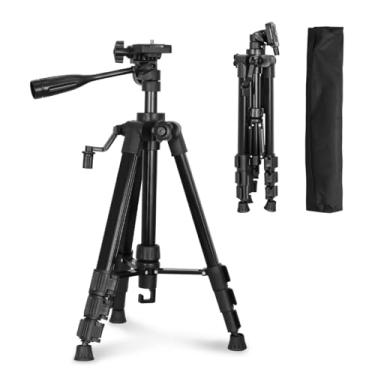 Imagem de JEPPO Tripé de alumínio leve ajustável de 119 cm para nível a laser, com nível de bolha, interface de rosca de 1/10.2 cm-20, cabeça de panela giratória de 3 vias