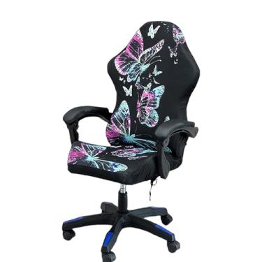 Imagem de Capa para cadeira de jogos, capa de assento de cadeira de jogos elástica integrada com ajuste universal com apoio de braço (estilo 2)