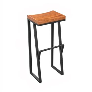 Imagem de Banco de bar de pub Iron Bar Stool Hotel Restaurant Wooden High Chair Multi-size Optional(Médio)