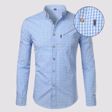 Imagem de Camisa Social Masculina Manga Longa Quadriculada - GHN, Azul, M