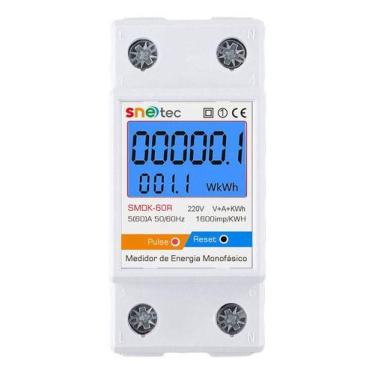 Imagem de Medidor De Consumo Energia Kwh 60A C/ Reset Snetec SMDK-60R, 220V