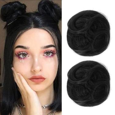 Imagem de Extensões de coque de cabelo REECHO Mini Claw Clip Messy Cat Ears x2