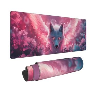 Imagem de Wolf Gaming Mouse Pad Grande Protetor de Mesa Ergonômico Extensível Almofadas de Teclado com Bordas Costuradas Impermeável