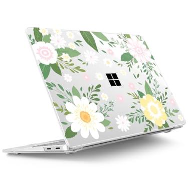 Imagem de Tuiklol Capa para laptop Microsoft Surface 2025 de 13 polegadas, Windows 11 Touchscreen Copilot+ PC Laptop 13 modelo 2095 com superfície de proteção capa de 13 polegadas, flores brancas