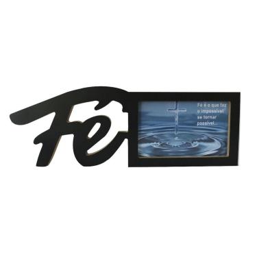 Imagem de Porta Retrato Em Madeira Com a Frase Fé  10x15 cm