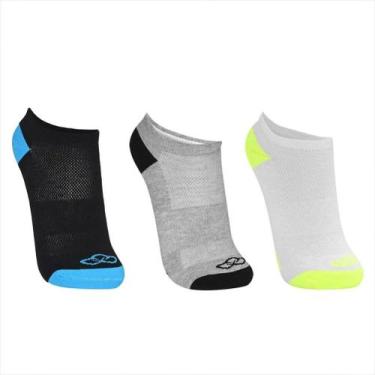 Imagem de Meia Olympikus Cano Curto Masculina Kit 3 Pares Respirável, Branco, 39