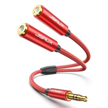 Imagem de JSAUX Divisor de fone de ouvido de 1,2 m, divisor de áudio 3,5 mm macho TRS para 2 adaptadores fêmeas duplos de 3,5 mm divisor estéreo trançado de nylon para iPhone, Samsung, tablets, laptop