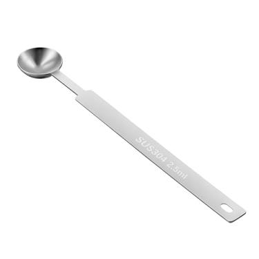 Imagem de 1/2 colher de chá (1/2 colher de chá, 1/6 colher de sopa, 2,5 ml) colher de medição única, alça extralonga 1/2 xícara, colheres individuais de aço inoxidável para medir grãos de café, especiarias