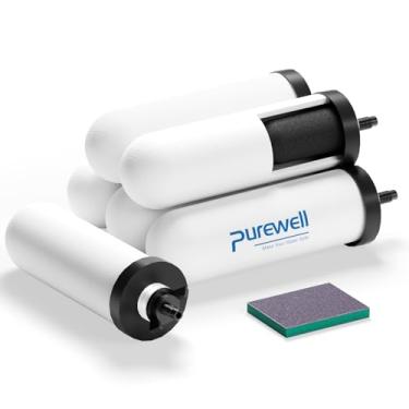 Imagem de Purewell Elementos de purificação de 3 estágios de cerâmica PF-4, lavável e reutilizável, certificado NSF/ANSI 42 e 372, substituição para filtros ProOne, Berkey, Purewell e sistemas de filtro de água