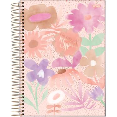 Imagem de Jandaia - Caderno Espiral Universitário CD 1 Matéria 80 Fls La Creme Flores Fundo Poá FSC