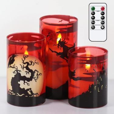 Imagem de Conjunto de 3 velas de cera real Eldnacele LED Flameless Flameless