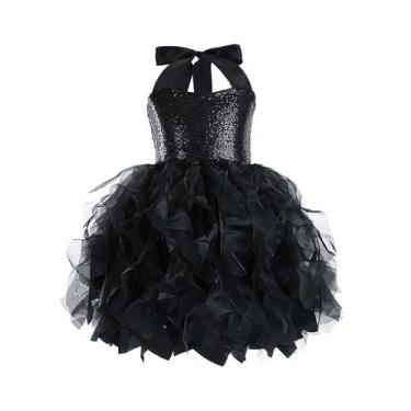 Imagem de Vestido tutu Besutolife preto para meninas e criança Halloween 4T