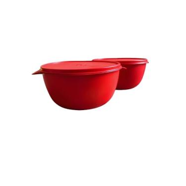 Imagem de Kit Com 2 Bowls Pequenos E Compactos Com Tampa 1Litro Leve ao Micro-ondas Freezer Máquina de Lavar É Livre de BPA Vasilha Pote de Plástico Premium Moderno Clean FONSES (Vermelho)