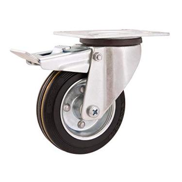 Imagem de Rodízio Giratório Médio 6", De Borracha, Preto, Com Freio, Vonder.