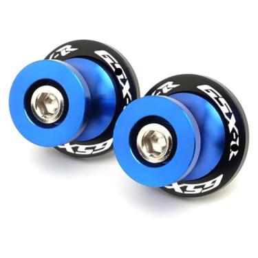 Imagem de BYYINGSUS Parafusos de suporte deslizantes de carretéis C-N-C M8 Acessórios de motocicleta Braço oscilante 1 par de parafusos compatíveis com GSXR 125/150/600/750/1000 GSX-R (azul)