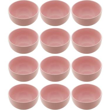 Imagem de Conjunto 12 Bowls de Cerâmica Rosa 680ml Servir Açaí Caldos Frutas Petiscos Cronus Lyor