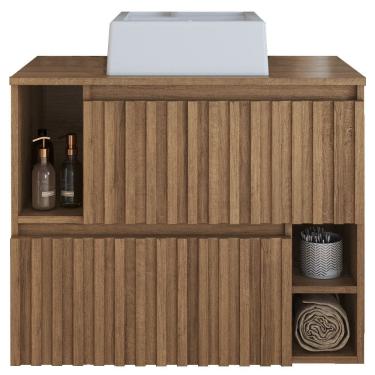 Imagem de Gabinete Suspenso 2 Portas Com Cuba Branca 75 cm BL1000 Mell FAEM