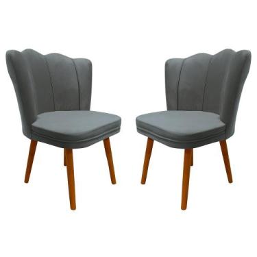 Imagem de Kit 2 Cadeiras Pétala Decorativa Tecido Veludo Pés Palito - Bela Móvei