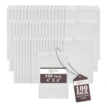 Imagem de Pacote com 100 sacos de papel Kraft brancos, 10 x 15 cm, bons para doces, biscoitos, itens de artesanato, lembrancinhas de festa, sanduíches, joias - da RJ Displayplays