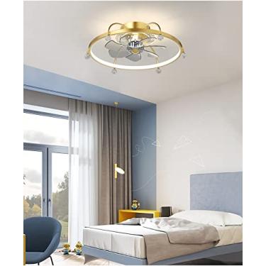 Imagem de Ventiladores de teto com iluminação, ventilador de quarto LED, luminária de teto moderna com controle remoto, luz de ventilador de teto regulável, luz de ventilador silenciosa ajustável para