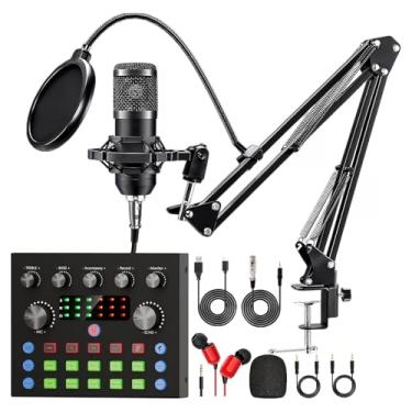 Imagem de Kit Microfone Estúdio Pacote Estúdio Gravação com Microfone Podcast Modificador Voz Perfeito Microfones Condensadores Profissional Microfone Mesa para Streaming Canto YouTube Jogos