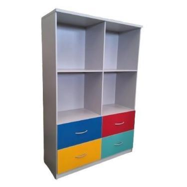 Imagem de Estante 4 Nichos e 4 Gavetas Coloridas - SchoolCenter