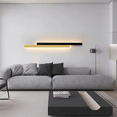Imagem de Luminária de parede interna longa moderna com controle remoto, design de linhas paralelas, luminária de parede criativa regulável, luminária de parede de metal minimalista, arandela de pared