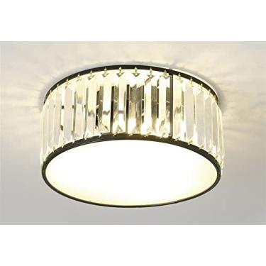 Imagem de Lustre de cristal preto redondo moderno, lâmpadas led douradas, luminária de teto de luxo compatível com quarto, sala de estar, decoração moderna