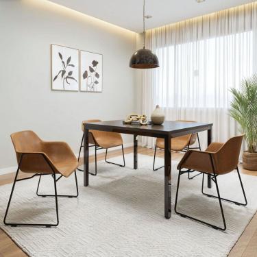Imagem de Conjunto Mesa de Jantar Retangular 120cm X 75cm Smart com 4 Cadeiras Lodelô Preto/Pinus