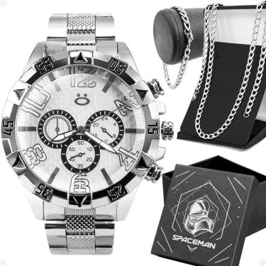 Imagem de Relogio Aço Inox Prova Dagua + Corrente + Pulseira + Caixa
