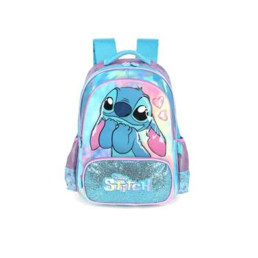 Imagem de Mochila de Costas Infantil Disney Stitch Resistente Pelúcia - Luxcel, 