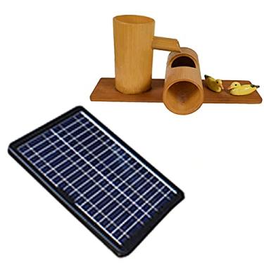 Imagem de Fonte solar para pássaros, fonte de bambu, ornamentos de água corrente de bambu, tubo de bambu, dispositivo de água corrente