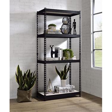 Imagem de Sofá-cama moderna com canto de café, suporte de TV, estante lateral, móveis para casa, escritório, sala de estar (mesa de canto champanhe) (estante de livros natural e preta)