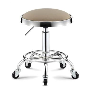 Imagem de WYUYIWH Banqueta giratória com rodas e apoio para os pés, banco giratório de couro ajustável, banco de elevação ajustável, verde