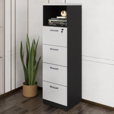 Imagem de Armário de Escritório para Arquivos 46,5cm 4 Gavetas Multimóveis Cr25295 Cinza/preto