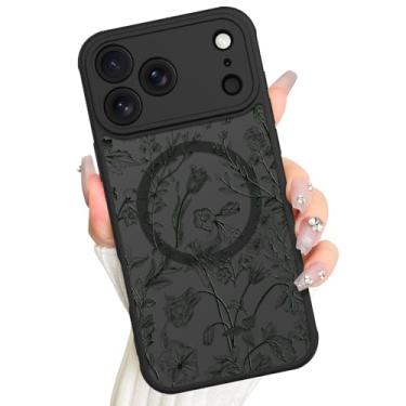Imagem de AIGOMARA Capa magnética para iPhone 17 Pro Max, compatível com Magsafe fofa flor de sálvia padrão floral protetor de tela proteção de câmera fosco translúcido capa de telefone para mulheres meninas