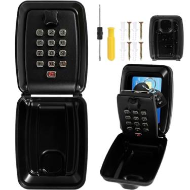 Imagem de Caixa de bloqueio, caixa grande com senha, cofre à prova d'água com combinação de 12 dígitos, cofre de combinação de metal redefinível, caixa de segurança de montagem na parede antifurto para chave de