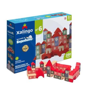 Imagem de Jogo Educativo Brincando De Engenheiro Bloco De Montar Madeira 150 Peç