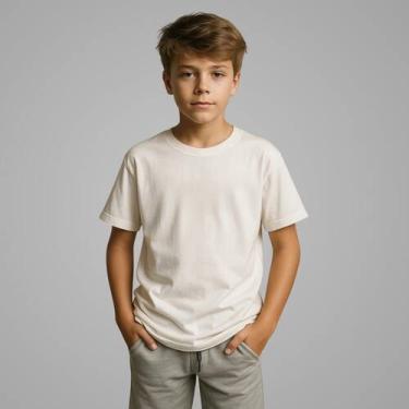 Imagem de Camisetas Manga Curta Infantil Bebê Menino Básica Lisa 100 Algodão - L