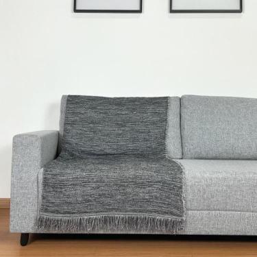 Imagem de Manta Jacquard Misto com Franja 1,40 x 1,60 Porto Preto - Home Fernand