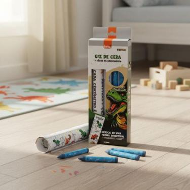 Imagem de Régua De Crescimento Pintura Dinossauro Giz De Cera Retrátil - BRW