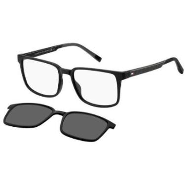 Imagem de Óculos de Grau Tommy Hilfiger Clip On Polarizado Preto TH 2145/CS 08A-55-Masculino