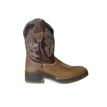 Imagem de Bota Texana Masculina Couro Cowboy Solado Jump Original Bege (Médio, BR, Adulto, Numérico, 40)